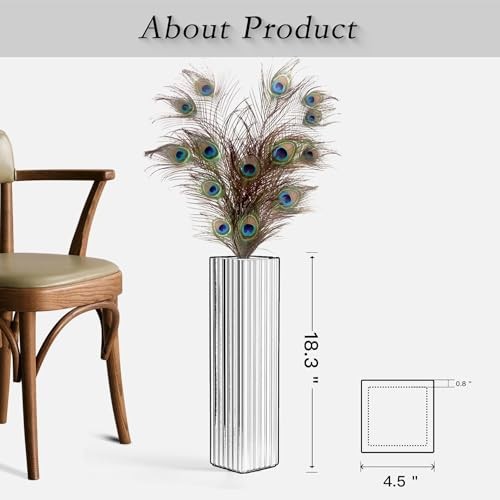 18″ Modern Vertical Stripe Floor Vase, Tall Centerpiece Vase for 18 IN Black
