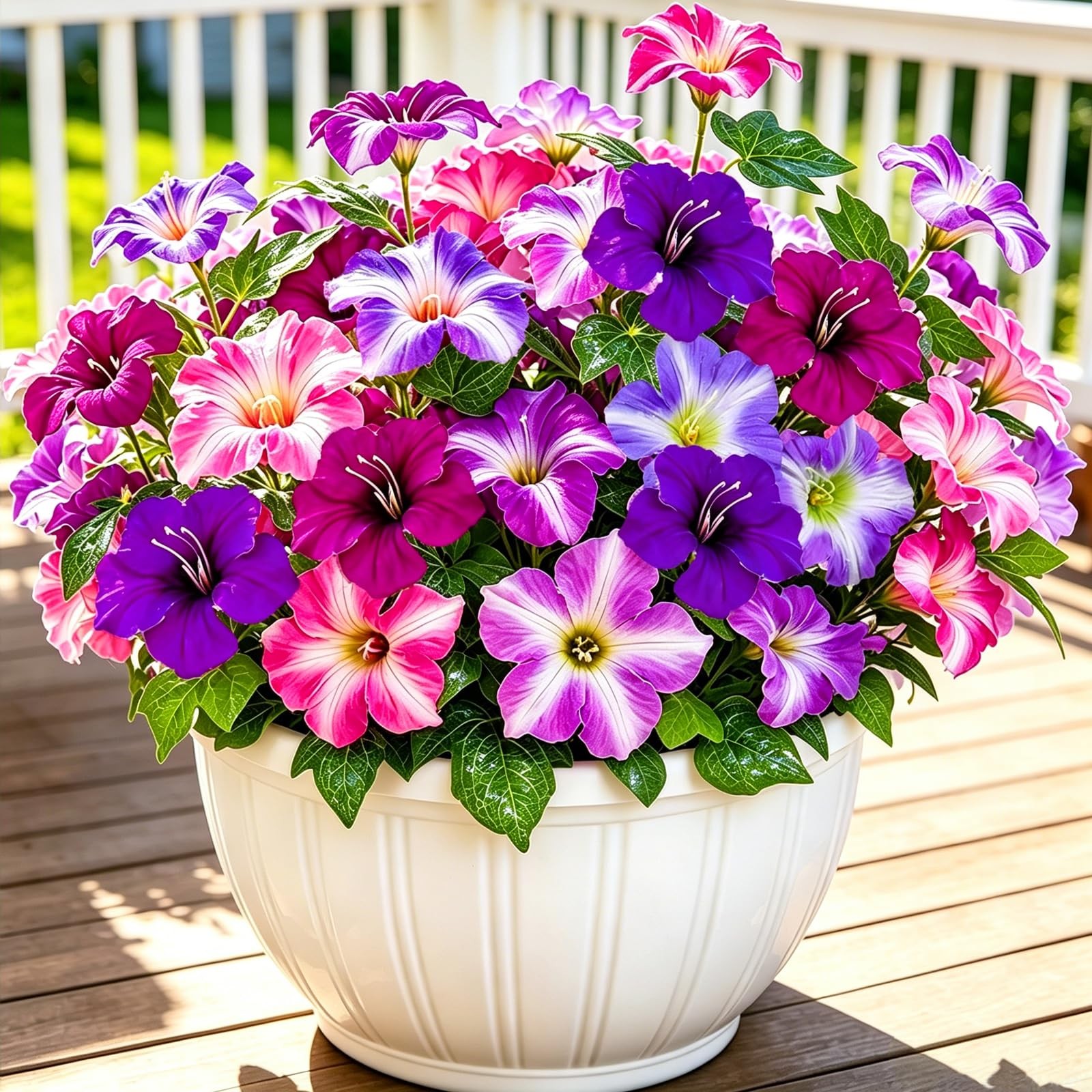 6 Bundles Artificial Petunias for Outdoors, UV Resistant Faux Silk Fake Flowe…