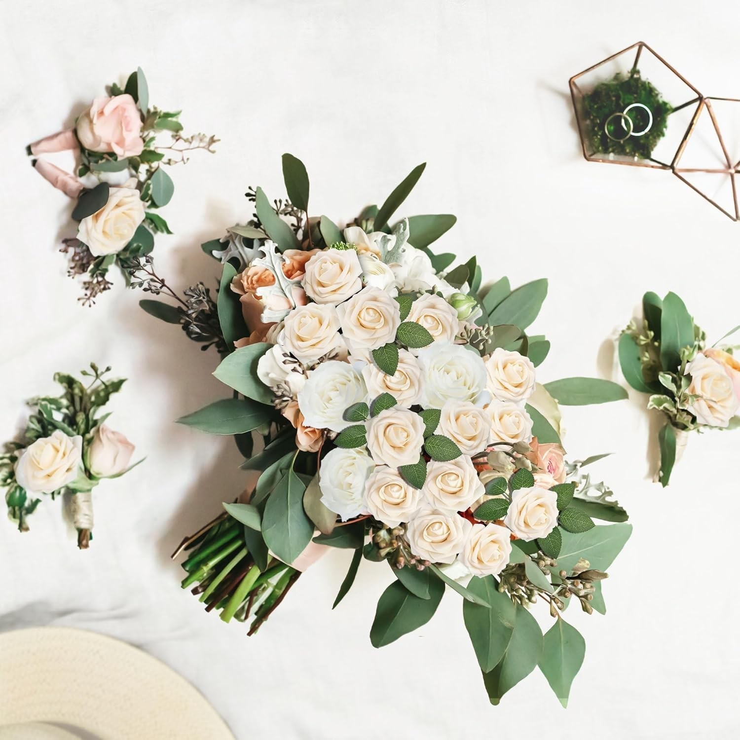 50Pcs Flores Artificiales Rosas Grandes Matrimonio Regalo Novia Para Decoracion