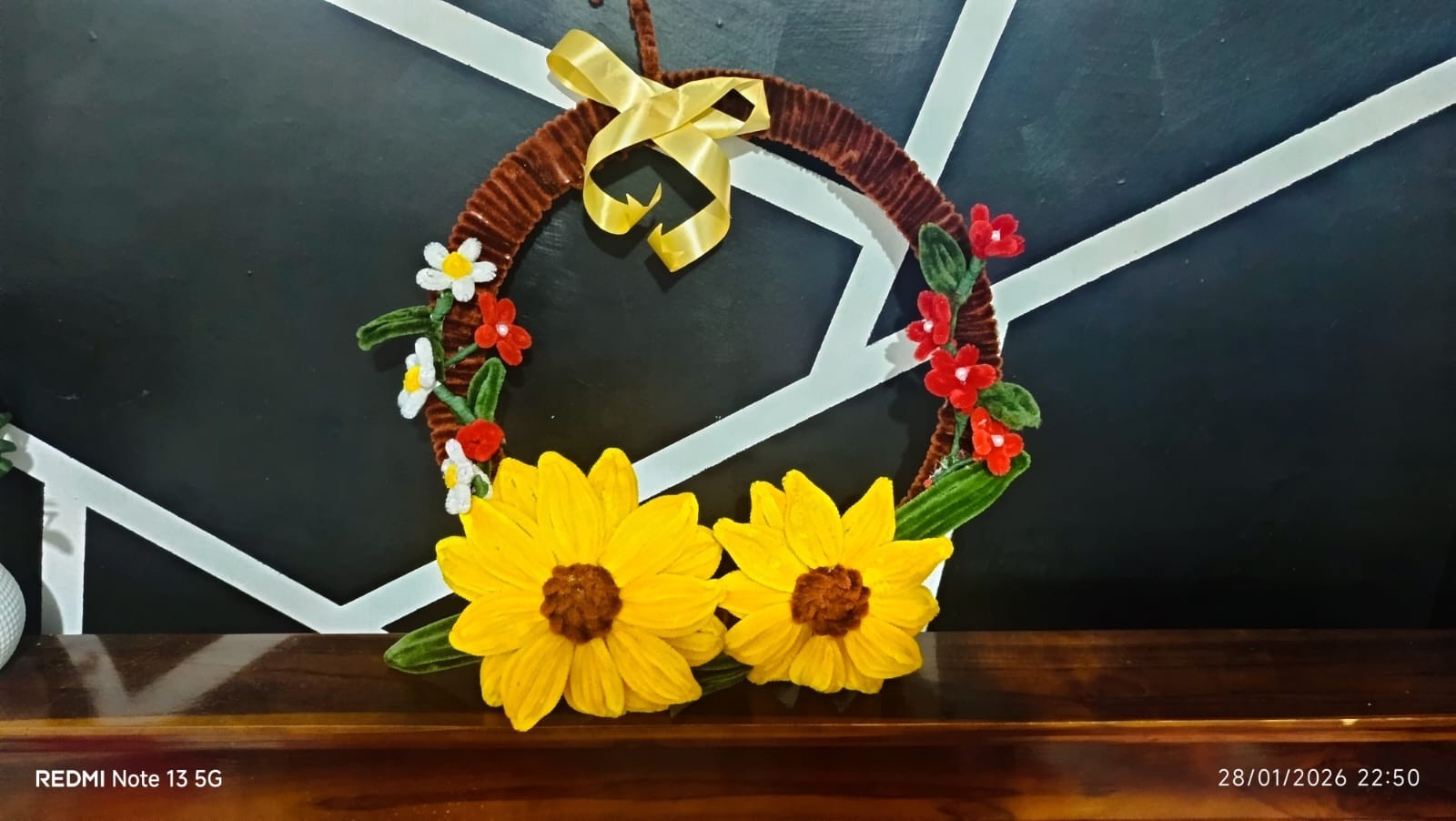 Handmade Yellow Sunflower Wreath Summer Spring Home Wall Decor Housewarming Gift