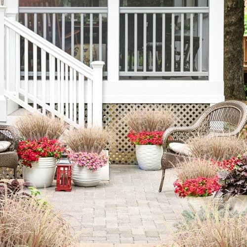 12Pcs Artificial Grass Plants, Faux Shrubs Wheat Grass, Artificial Tall Grass Fa