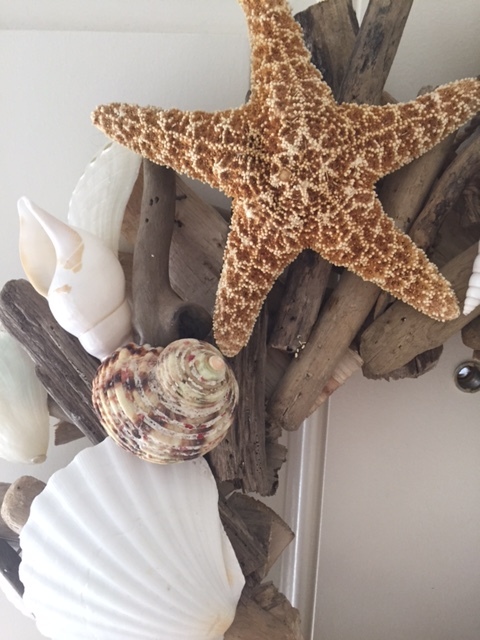 Beach Decor Handmade Seashell and Starfish Driftwood Wreath – Coastal Home Decor