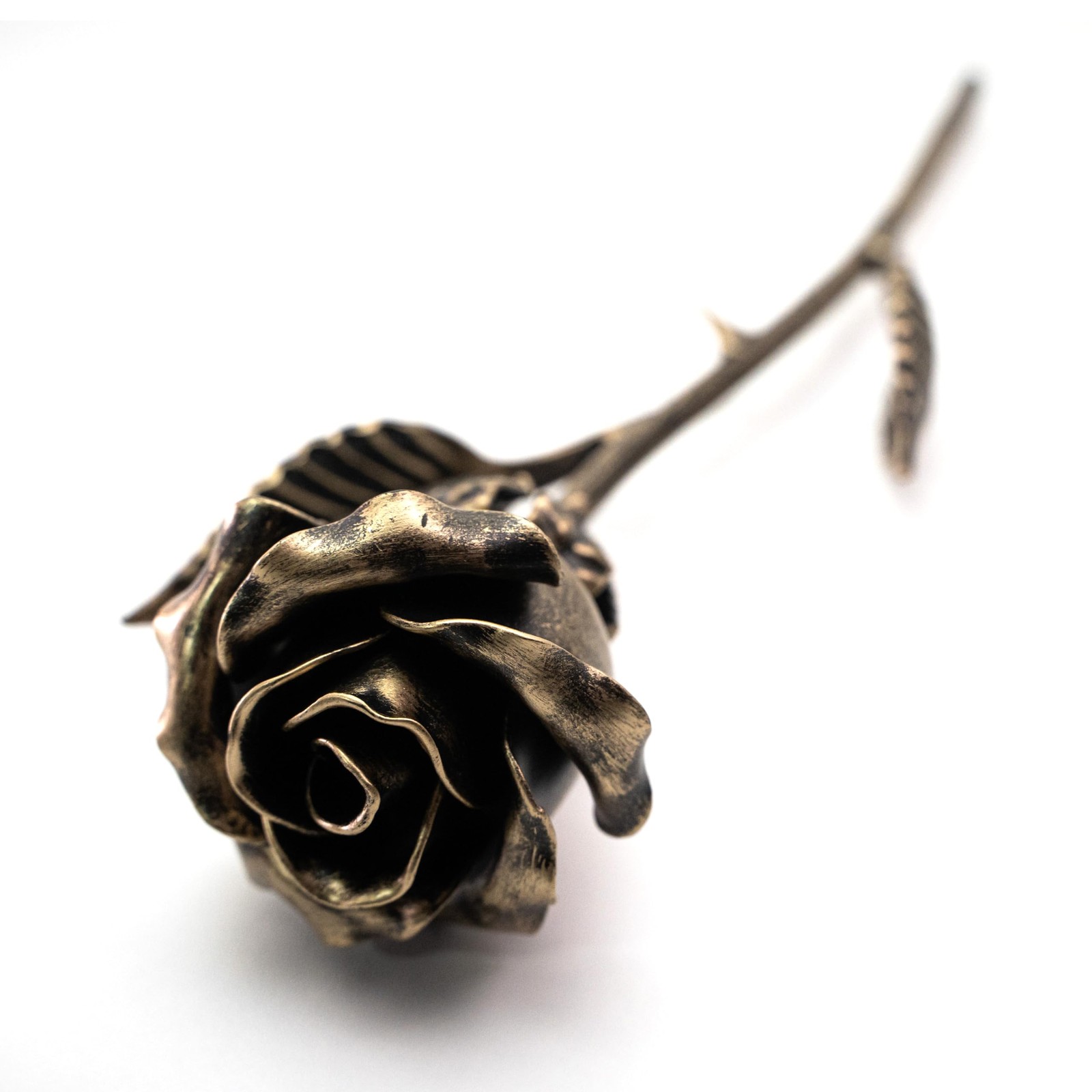 Handcrafted Bronze Metal Rose – Solid Gift of Everlasting Love – 8th 19th Wed…