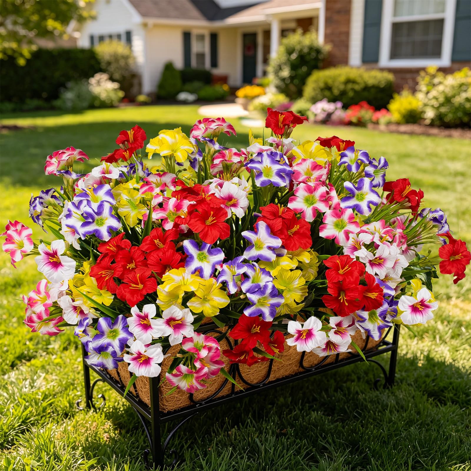 Best LikSoor Outdoors Artificial Flowers Spring Summer Decor Fake Petunias UV