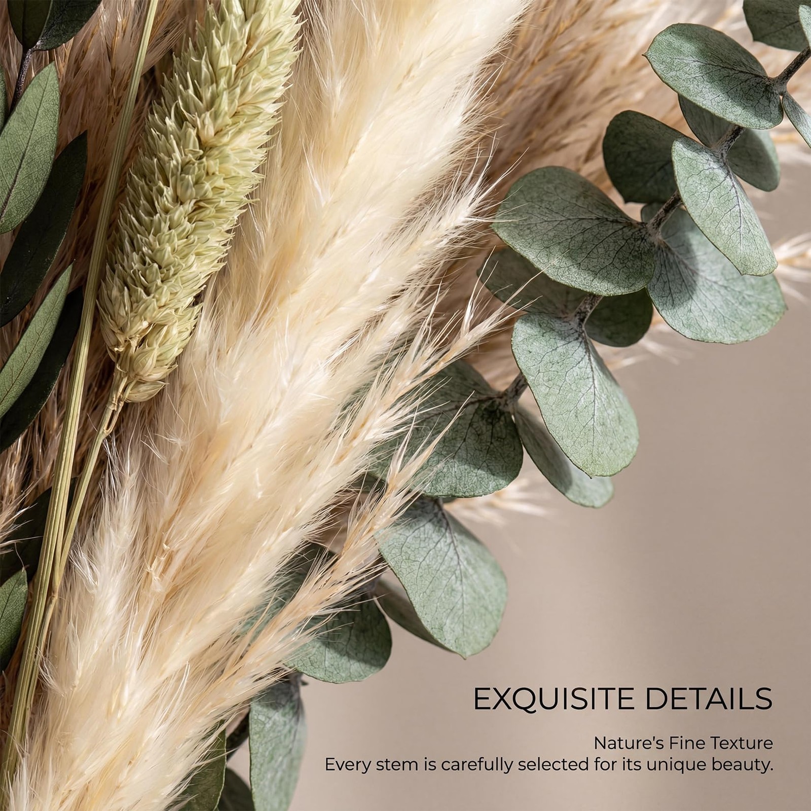 RAINFLOW 35PCS Pampas Grass Boho Decor – Natural Dried White, Green, Gray