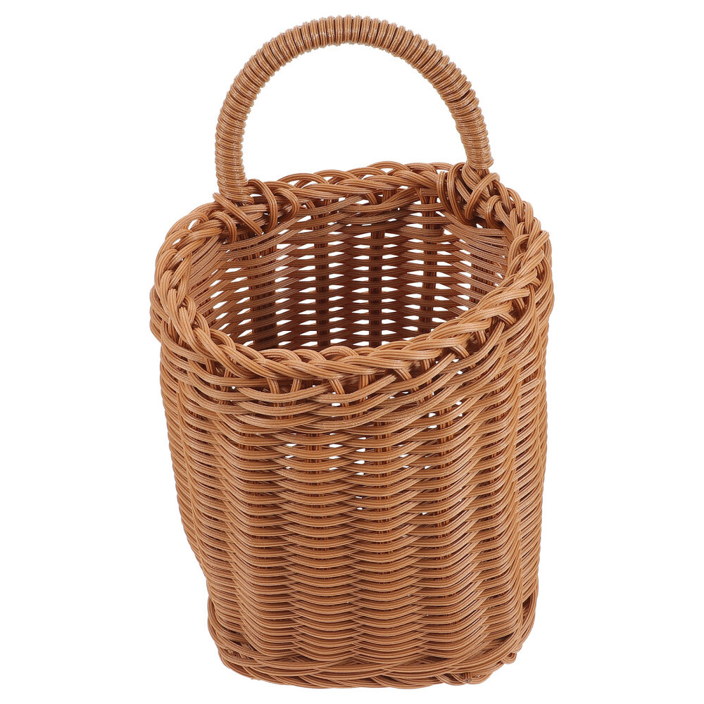 Front Door Basket Wall Hanging Baskets for Storage Rattan Home Brown Flower