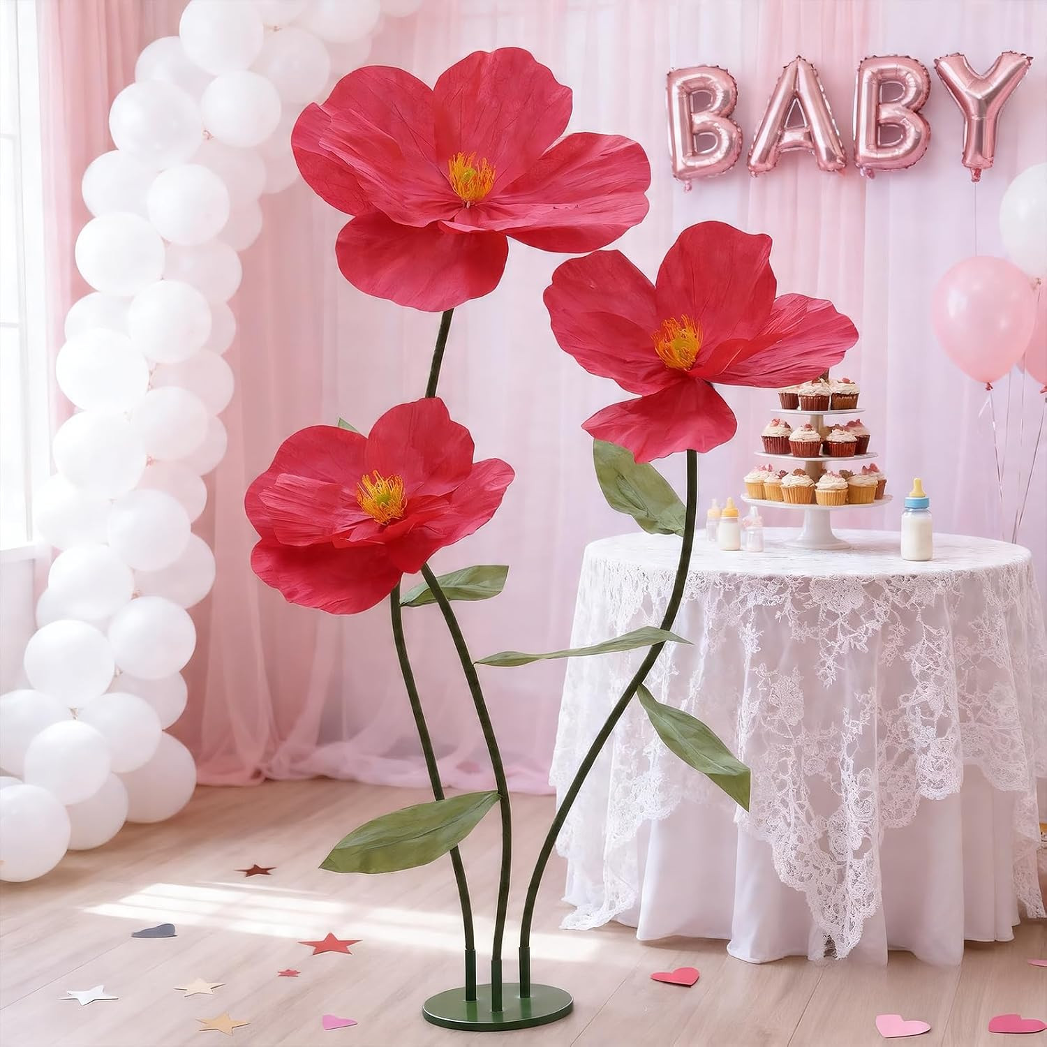 Giant Artificial Flowers for Decoration with Stand,Large Paper Flowers for Weddi