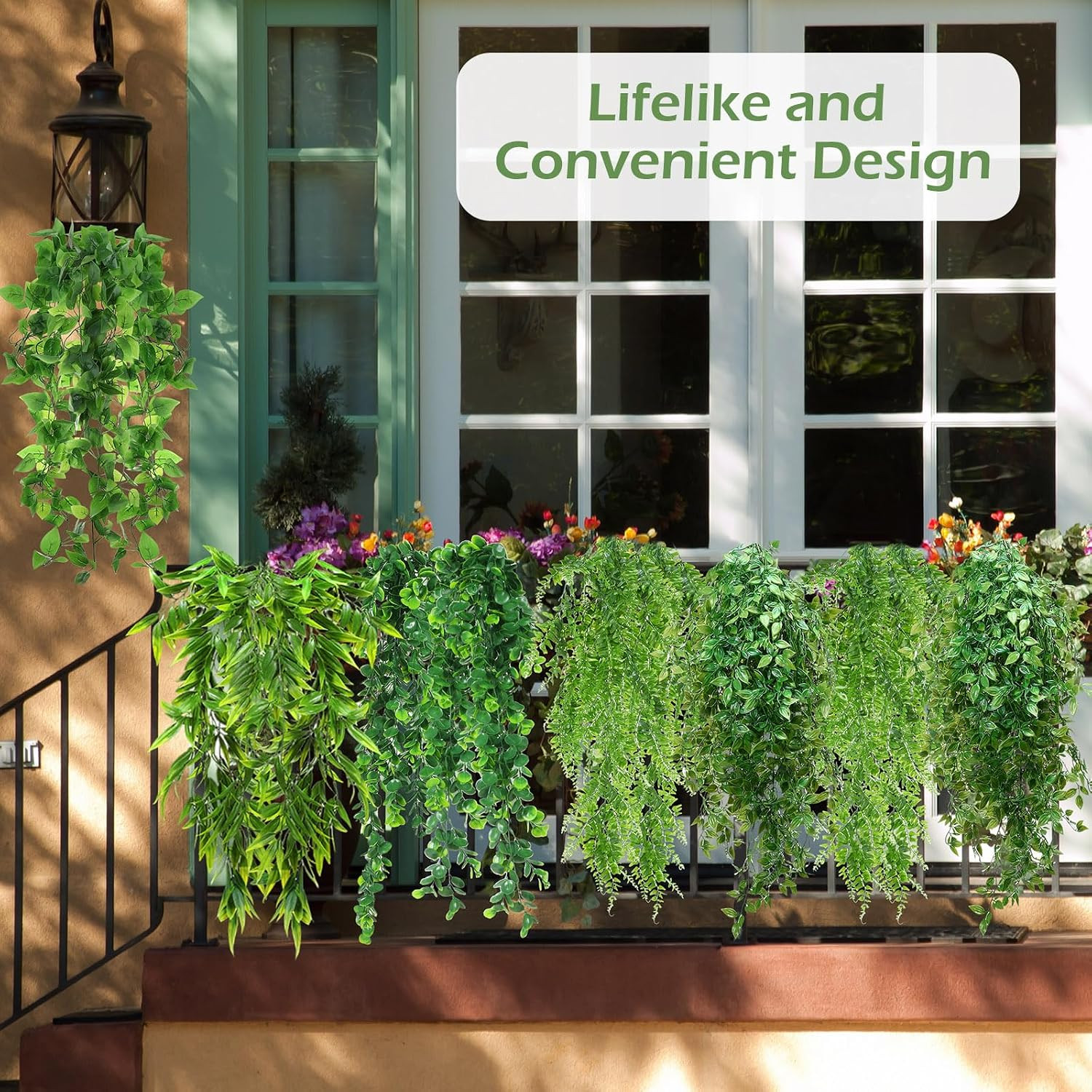 12 Pcs Artificial Hanging Plants 32 Inch Fake Ivy Vines with Fake Leaves Patio A