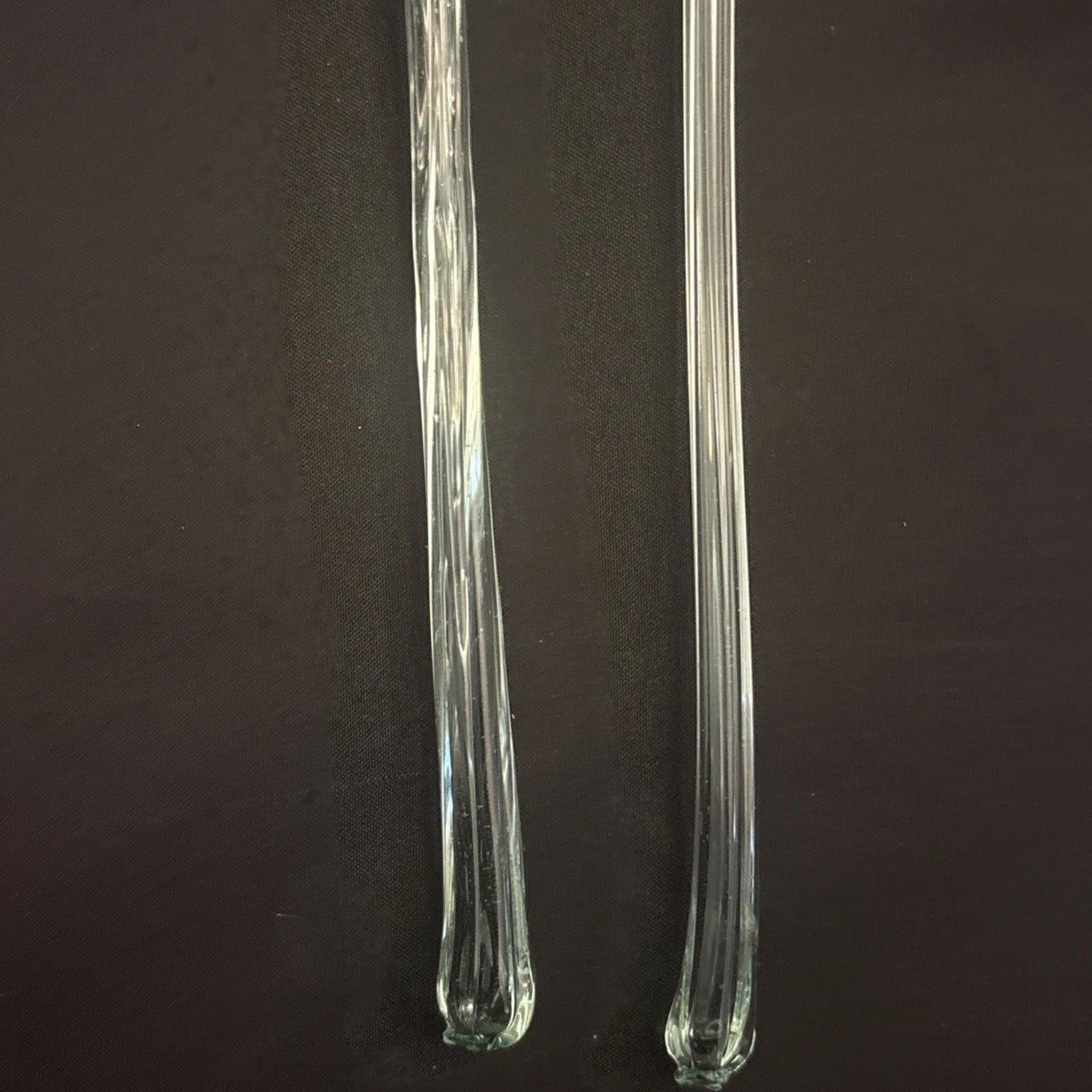VTG: Blown Glass Clear Trumpet Lily Over 12” Long Stem Murano Style Art Flower