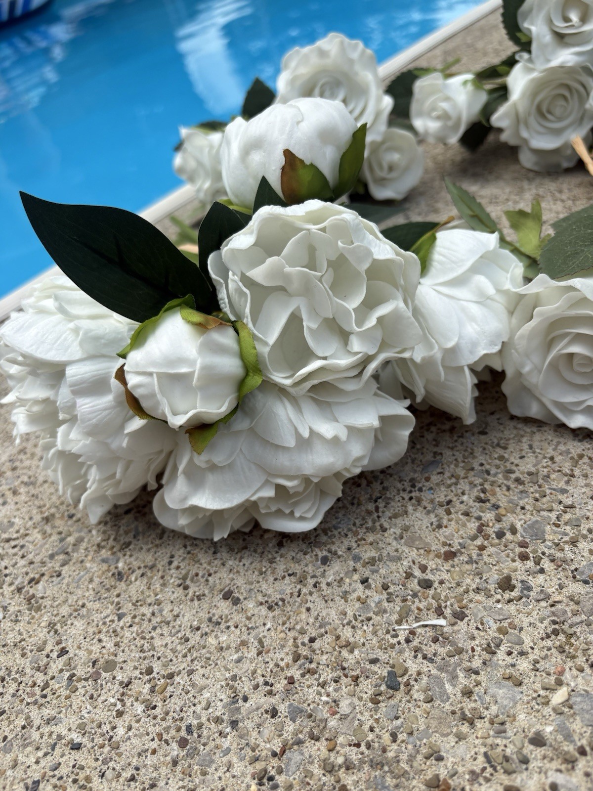 Roses Peony White Real Touch Artificial Flowers with Stems 8 Bouquets 56pc