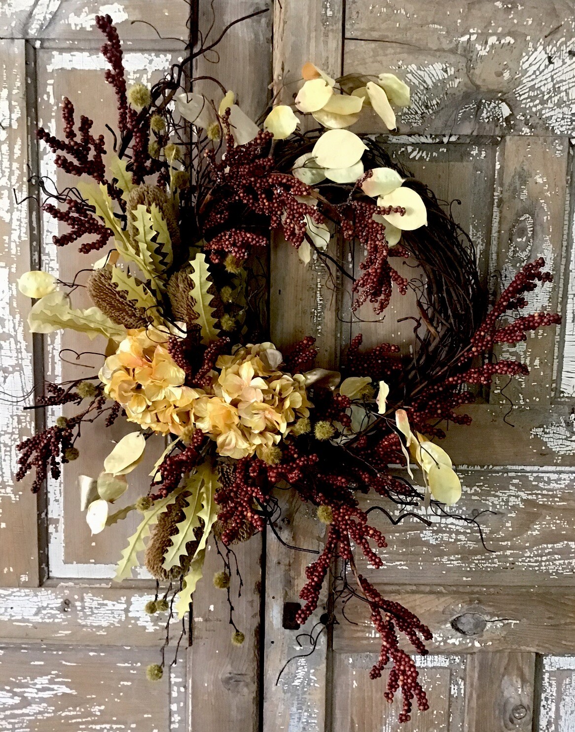 Handmade Designer Wreath Fall Neutral Winter 24” Door Wreath One Of A Kind