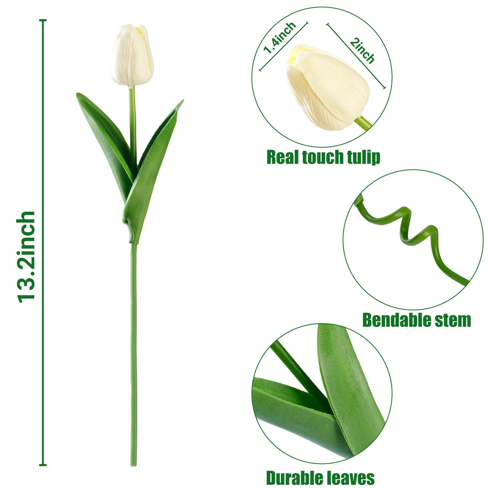 15 Pcs Fake Tulips Artificial Flowers Real Touch PU Faux Flowers Tulip Stems …