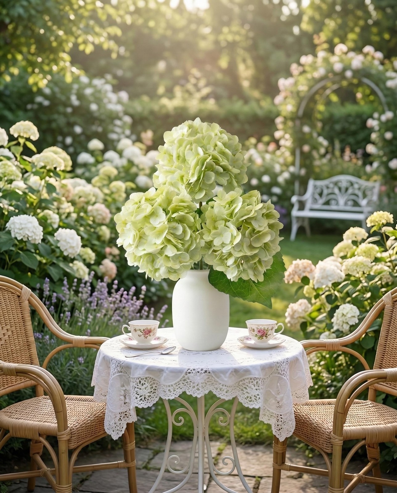 3 Pcs Real Touch Green Hydrangea Artificial Flowers – 20″ Large 3D Latex Ligh…