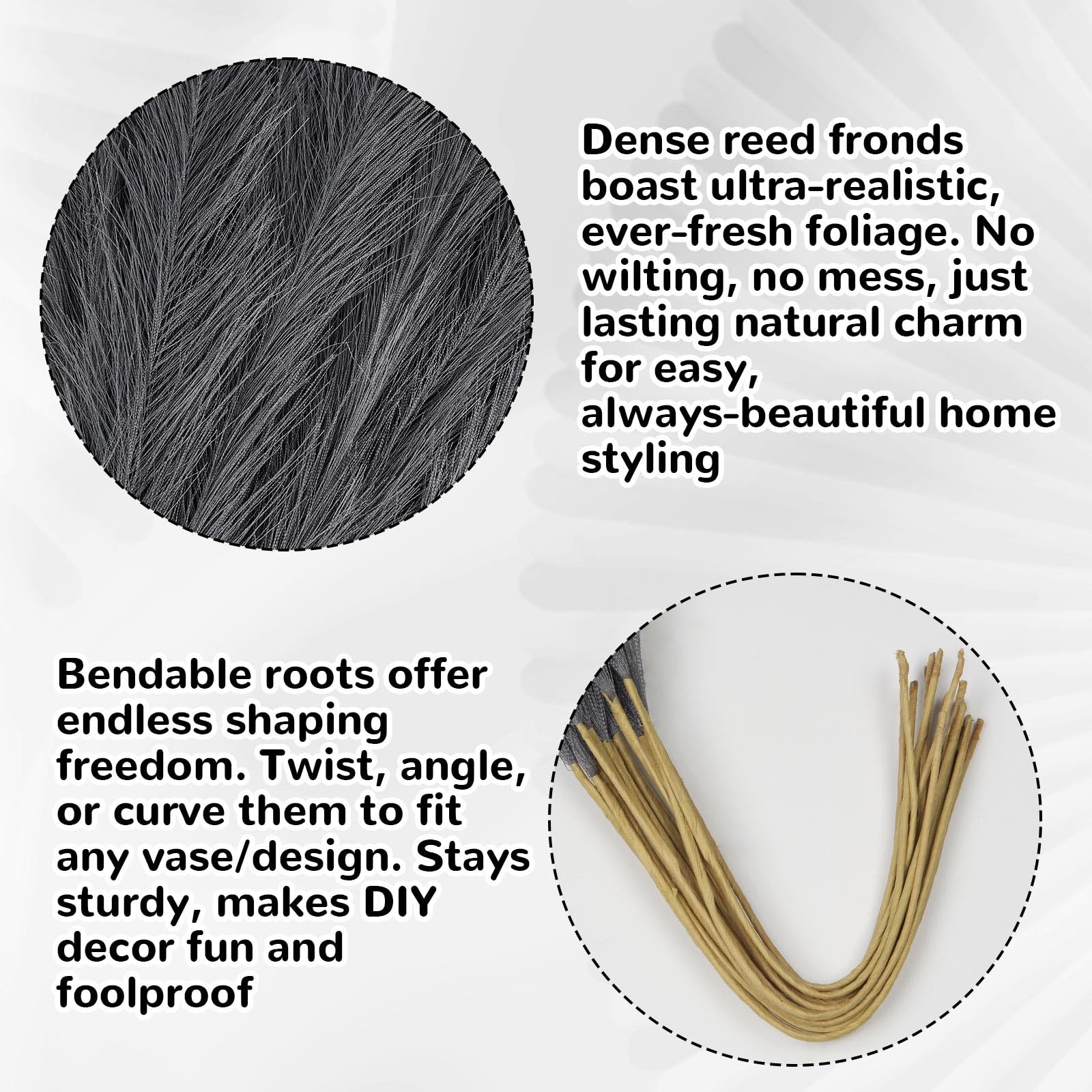 21 Inch Gray Artificial Faux Pampas Grass Small Vase Filler Decor 30 PCS