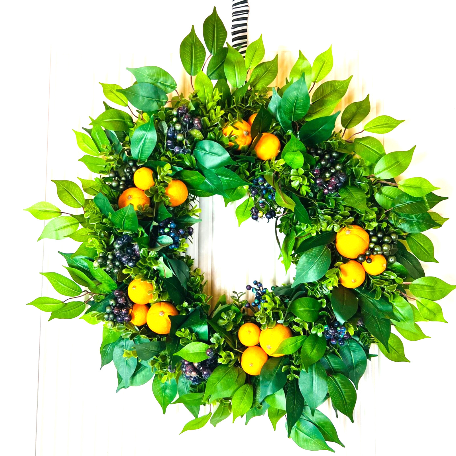 Everyday Wreath Front Door – Citrus Fruit and Blueberries Farmhouse Decor