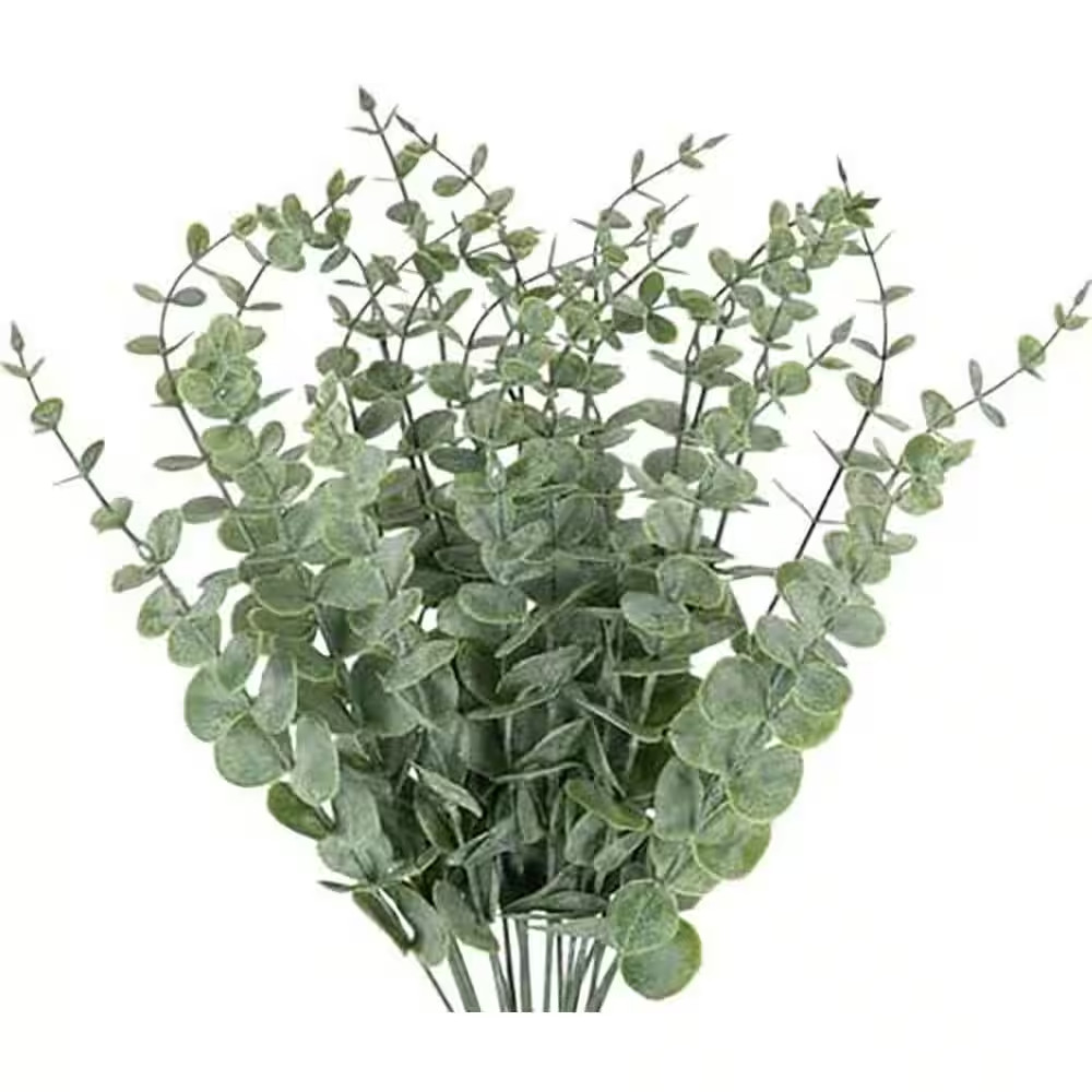 Artificial Eucalyptus Leaves Stems 14.5 In. Greenery Plant Branch Home Office We
