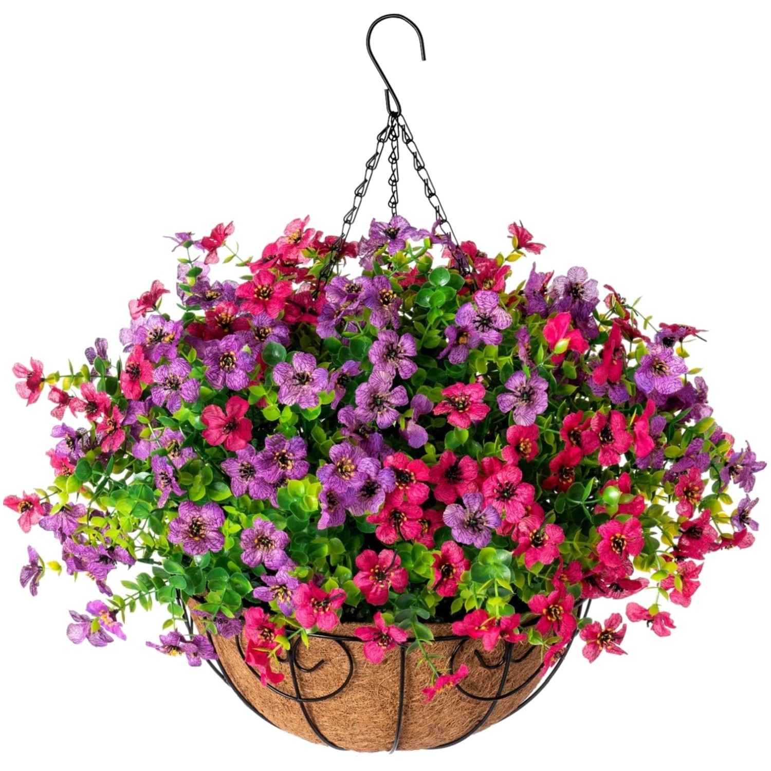 Elegant Silk Daisy Eucalyptus Hanging Basket – Perfect for Porches & Patios