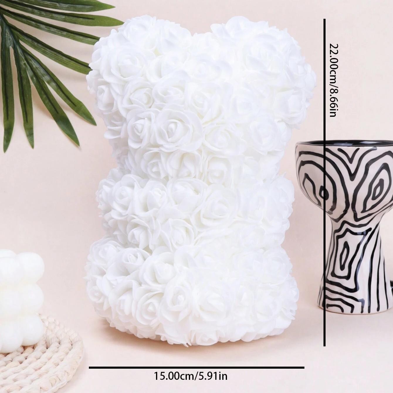 Rose Teddy Bear with Bouquet – Foam Flower Bear Gift for Mother’s Day, Wedding