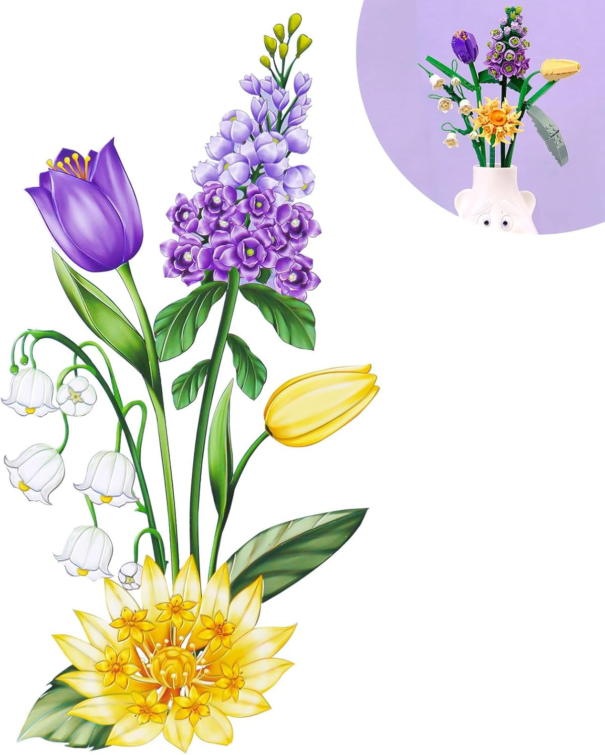 Mini Bricks Flower Bouquet Building Sets, Artificial Flowers, DIY Unique Decorat