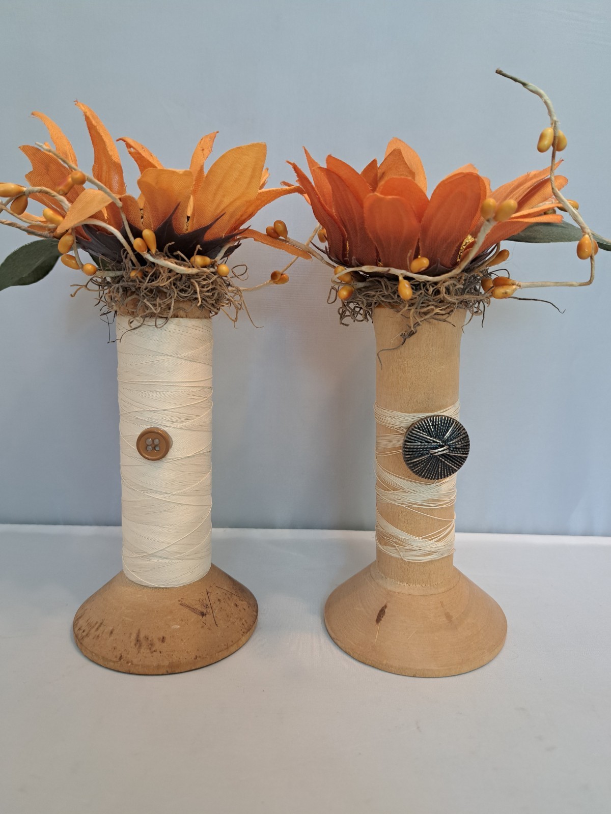 Lot of 7 Sunflower Fall Decor w/Lg Vintage Thread Spool Sewing Thread Home Decor
