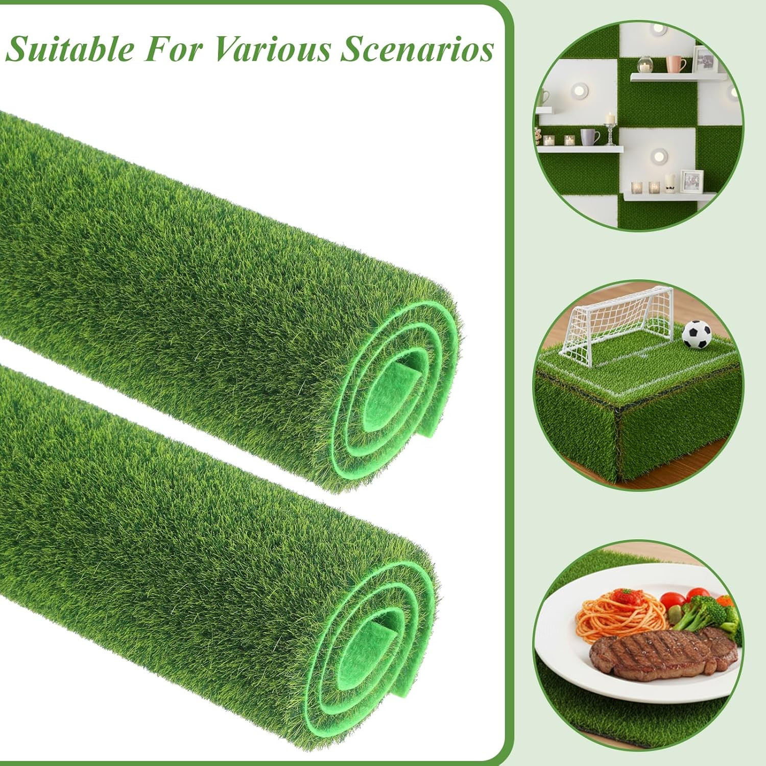 2 Pcs 12X12 Inches Fake Grass for Crafts Artificial Grass Mat Grasses Squares Pl