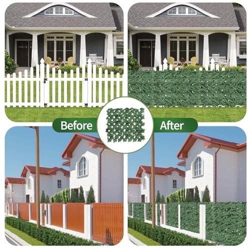 Artificial Ivy Privacy Fence Screen,UV 39.4″x158″ Green Sweet Potato Leaves
