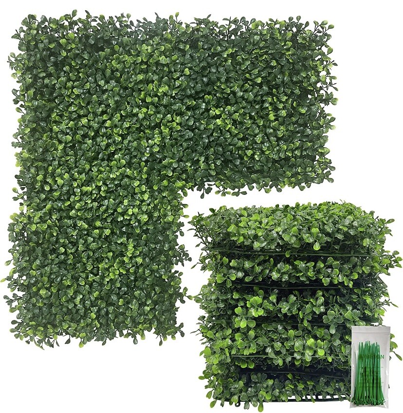 Artificial Grass Backdrop Wall1 10 X 10 Inch 16Pc UV anti Boxwood Hedge Topiary