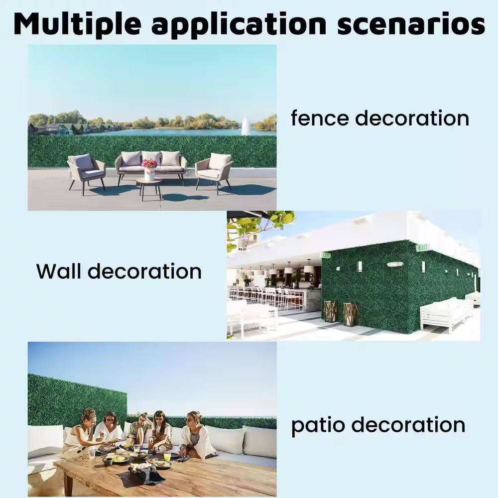 12-Pieces 20 In.X20 In. Artificial Greenery Boxwood Panels UV Protection Boxwood