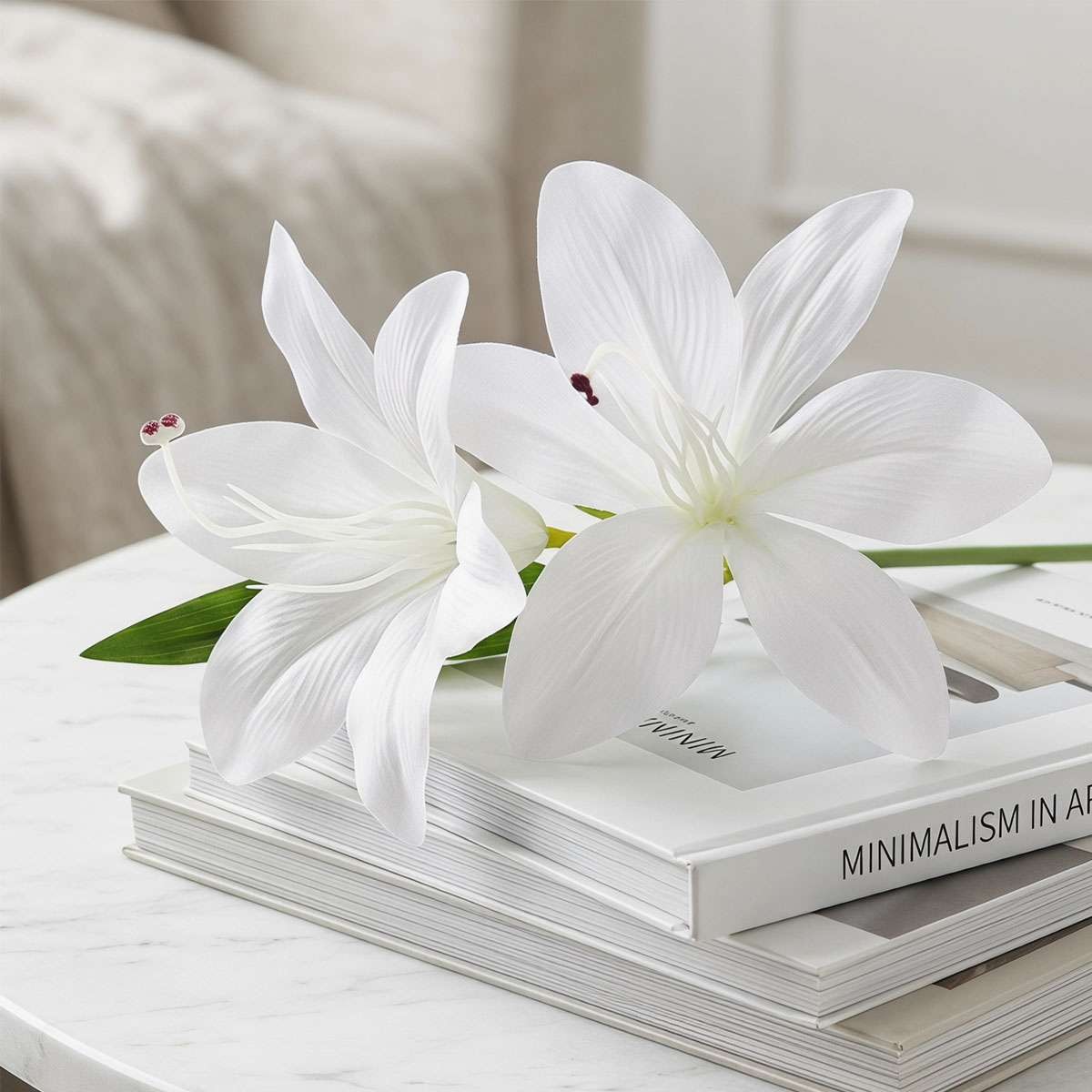 4pcs/set Artificial Lily Flowers with 8 Heads Fully Bloomed Lilies & 6 Buds