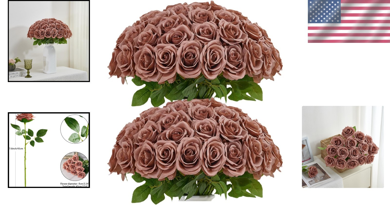 Artificial Flowers Bulk Pack – Dusty Rose Bouquet