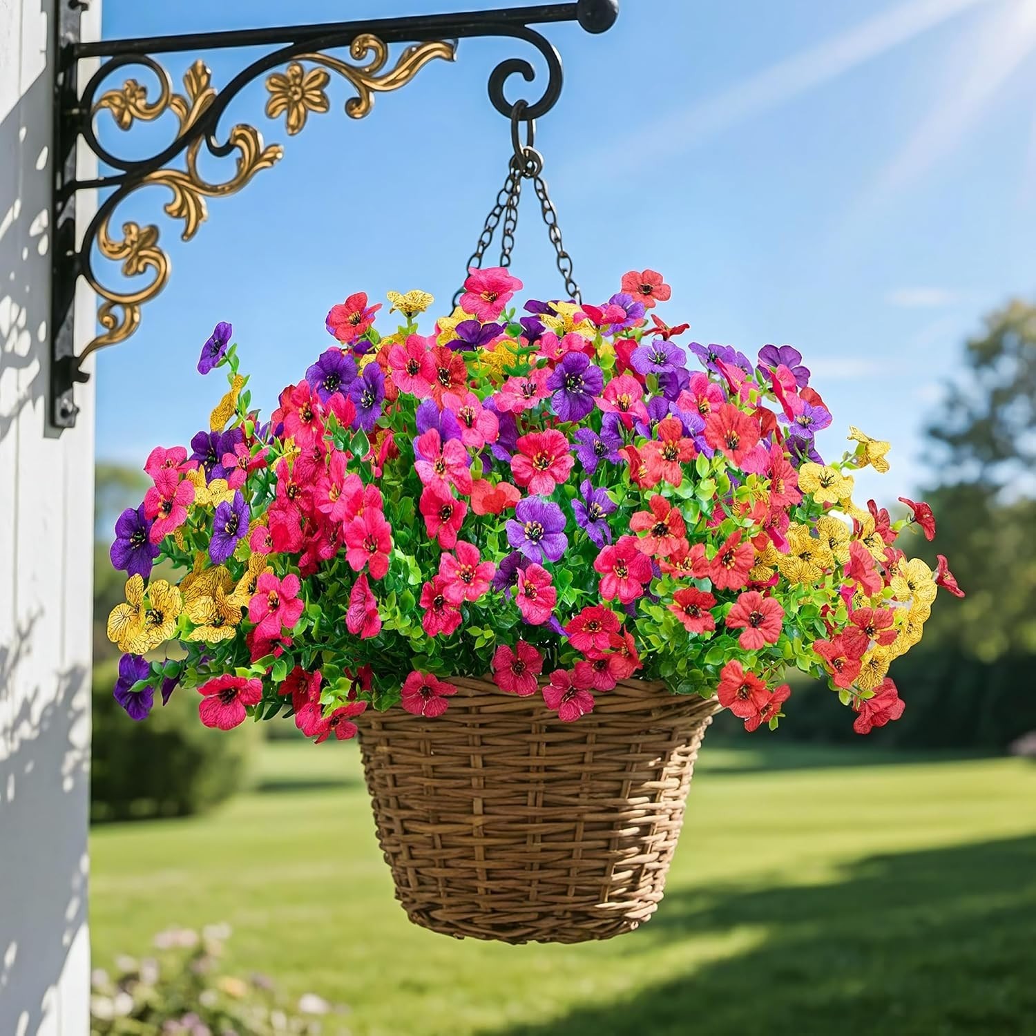 Vibrant 16-Pack Artificial Flowers – UV Protected for Stunning Garden Displays
