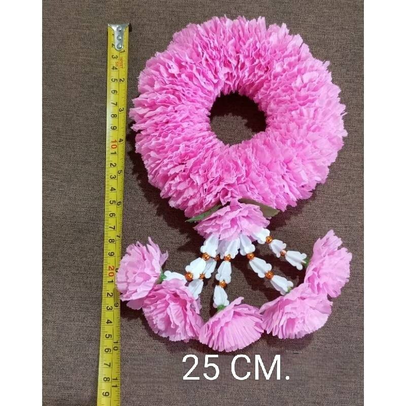 Fluffy Round Garland Hang Phuang Malai Artificial Thai Marigold Flower Fabric