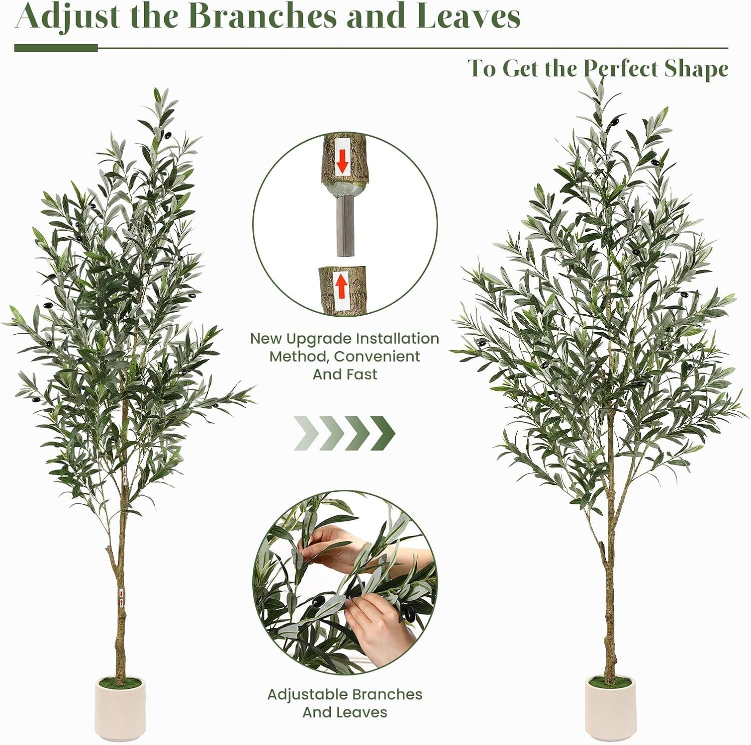 Artificial Olive Tree Potted Fake Plant with Fruits White Planter Home Office
