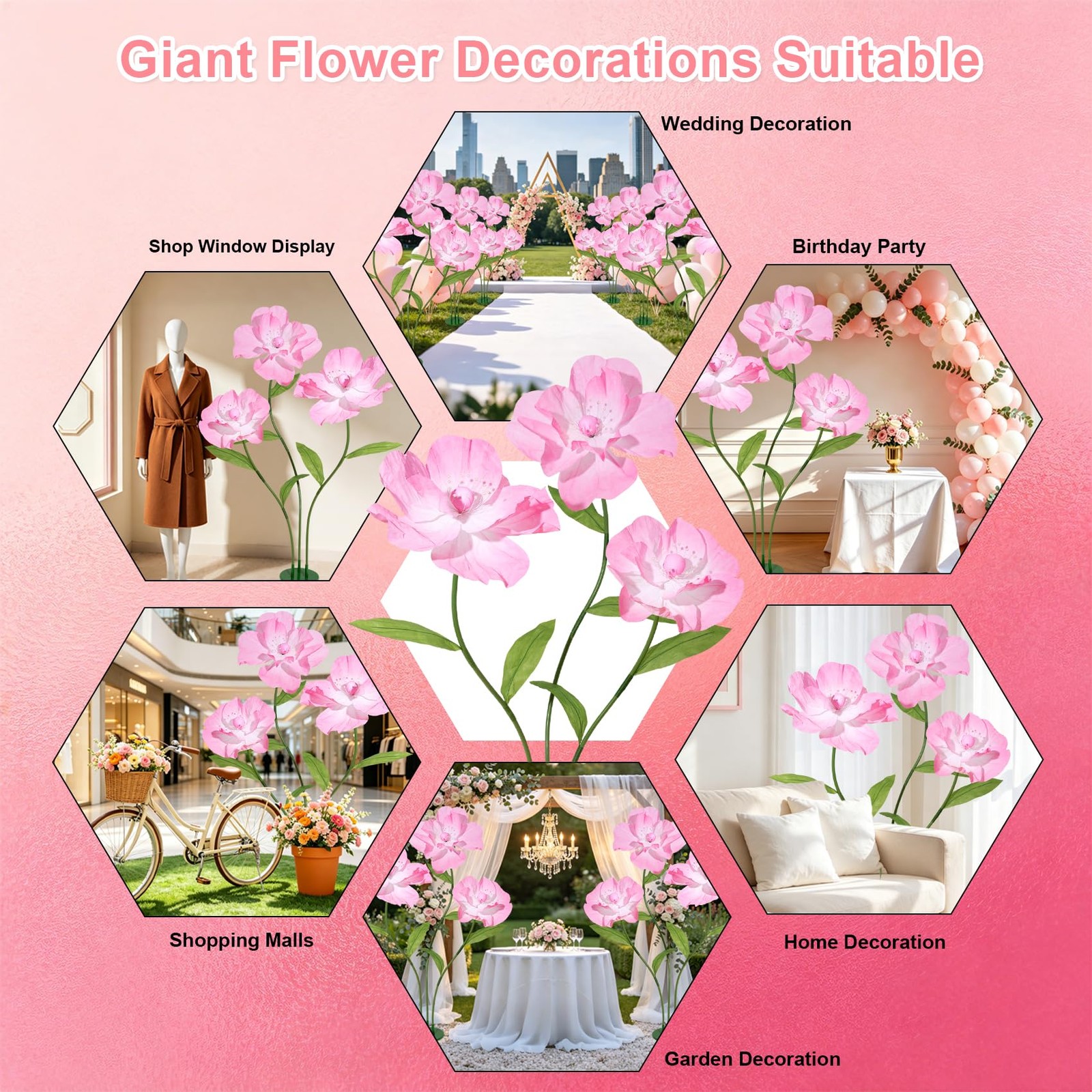 Giant Flowers for Wall Decor 69″ Large Flowers for Party, Wedding, Living Roo…