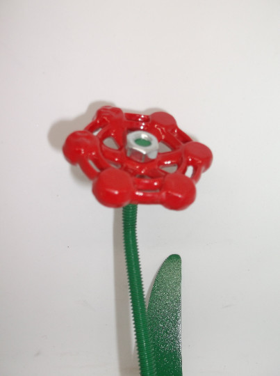 Red Metal Flower, Faucet Flower Metal Art, miniature flower gift Valentines Gift
