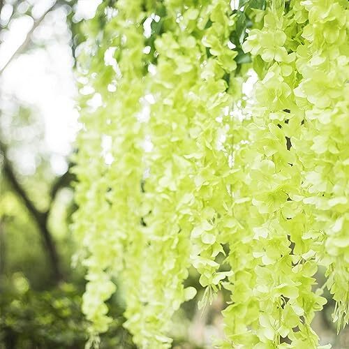 5 Pack Wisteria Hanging Flowers Garland, 3.77 Feet Artificial 5 PCS Green