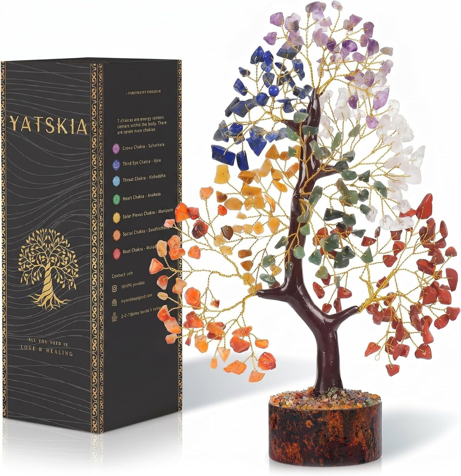 7 Chakra Crystal Tree Handcrafted Healing Stones Feng Shui Home Decor Meditation