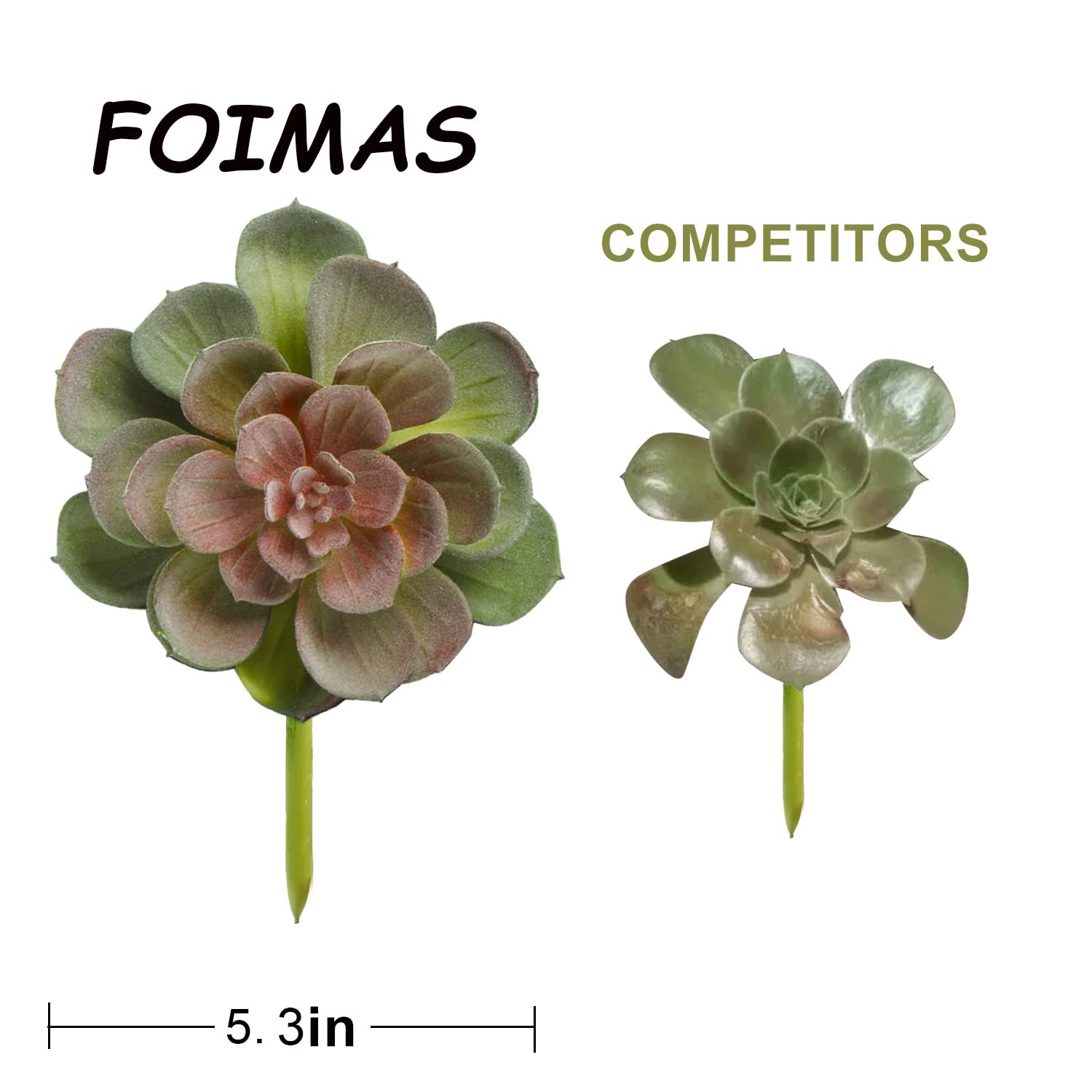 16 PCS Large Artificial Flocked Succulent Plants Unpotted Faux Floral Decor