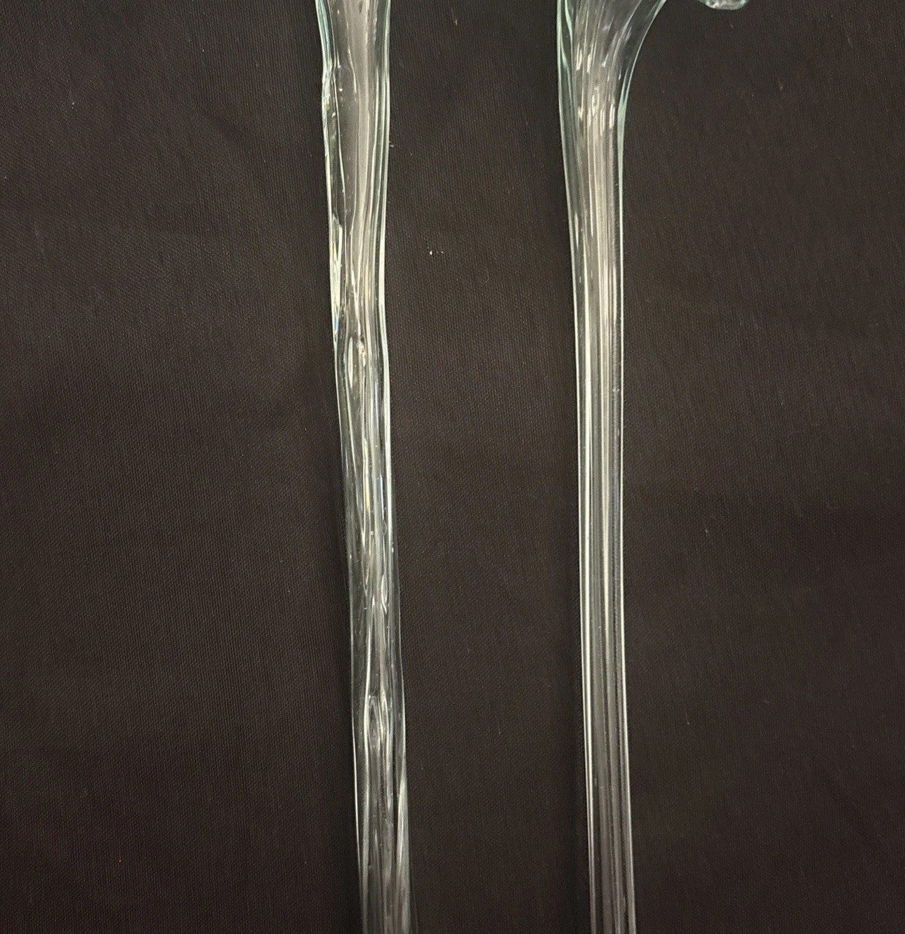 VTG: Blown Glass Clear Trumpet Lily Over 12” Long Stem Murano Style Art Flower