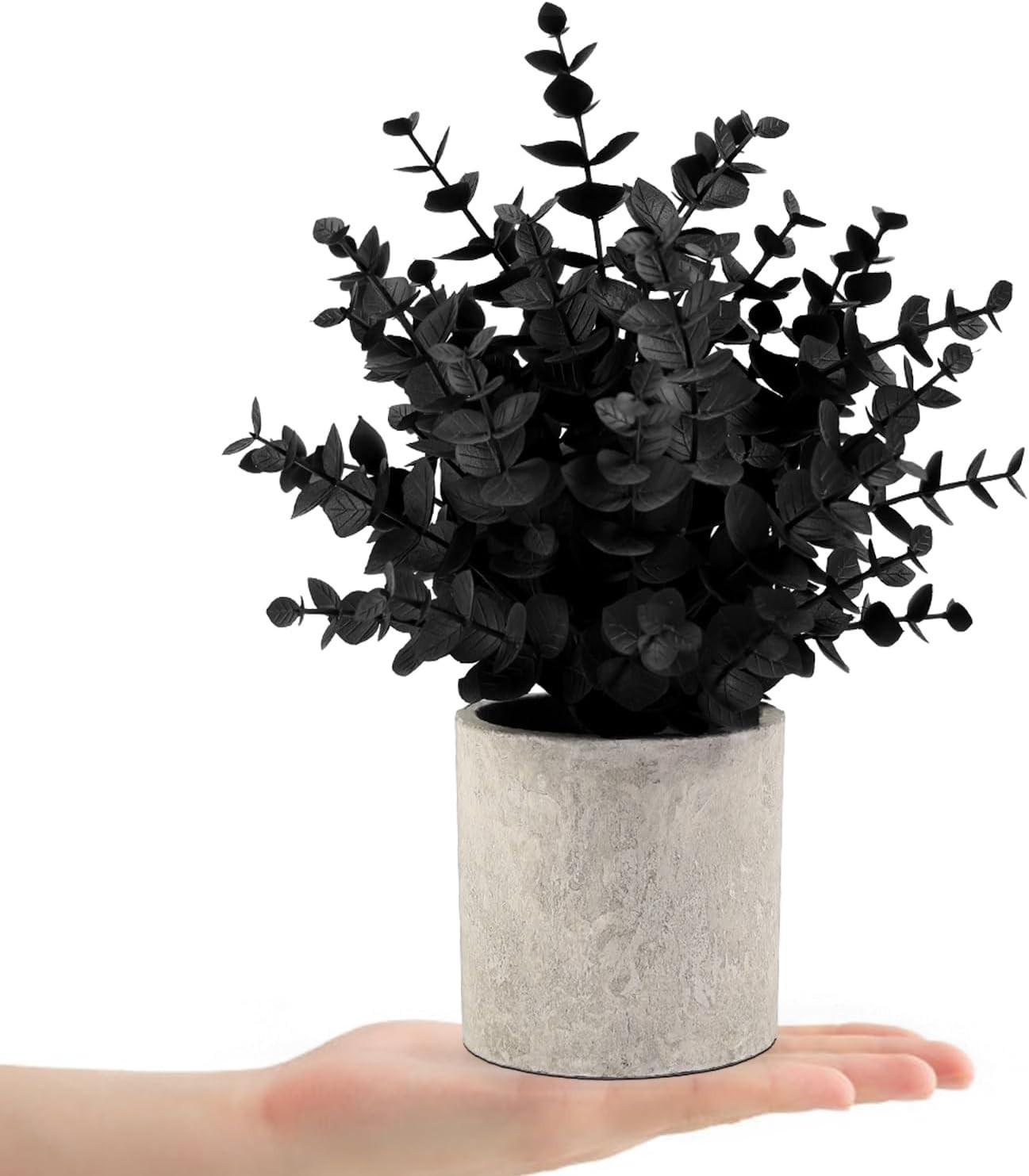 Coferset 2 Pack Small Fake Plants Eucalyptus Potted,Black. BRAND NEW