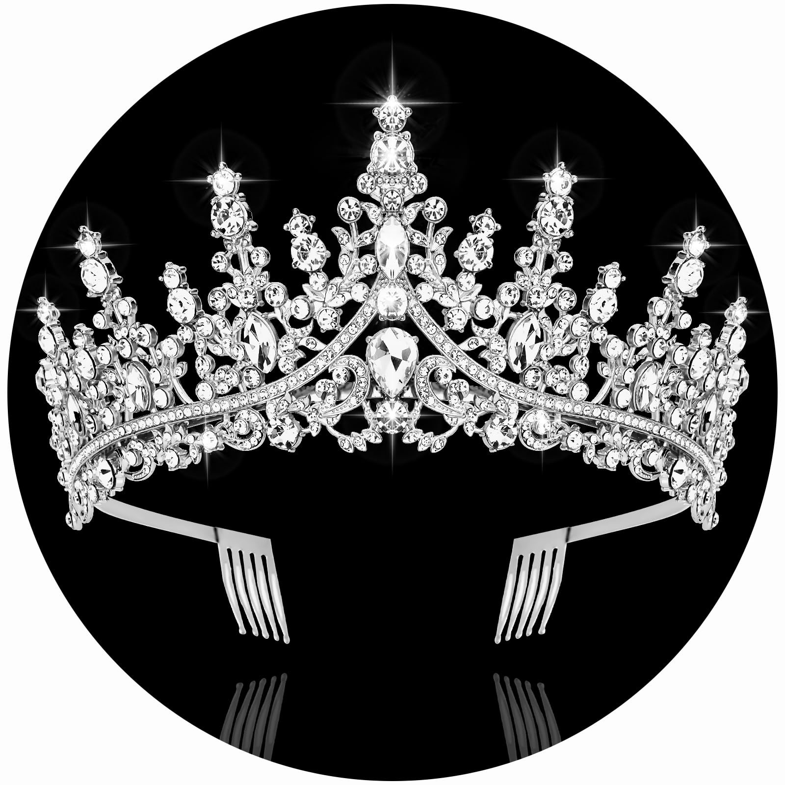 CURASA Silver Tiara and Crowns for 2.75 inches (H) x 6.3 (D),