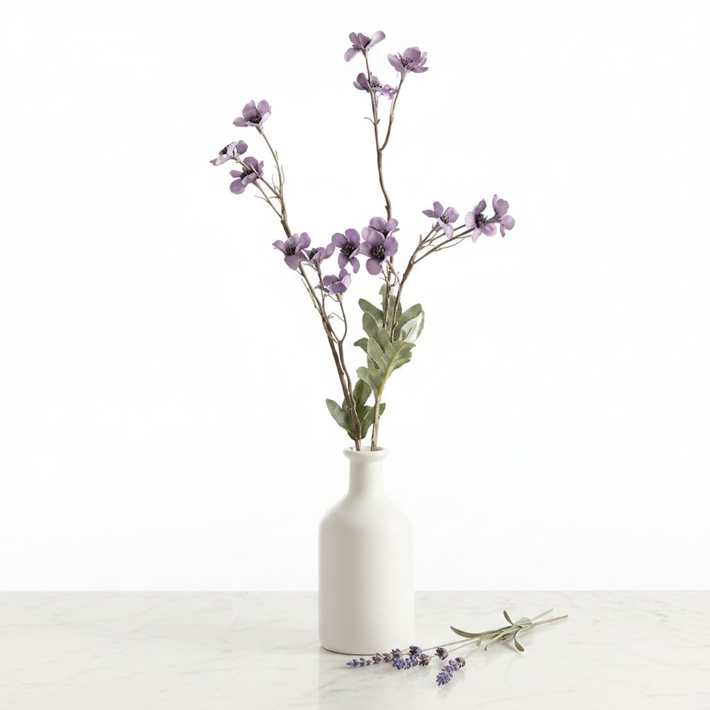 Dusty Lavender Faux Flower Stem Set Purple Wildflower Spray Cottagecore Floral D