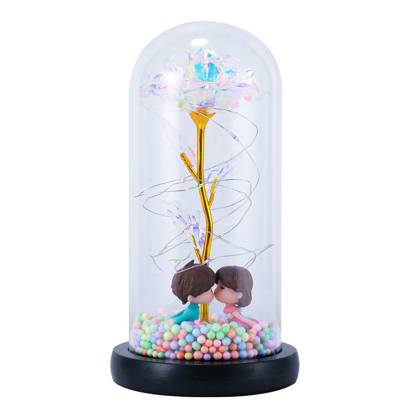 Eternal Gift Forever Galaxy Rose Flower Valentine’s Day LED Light In Glass Dome