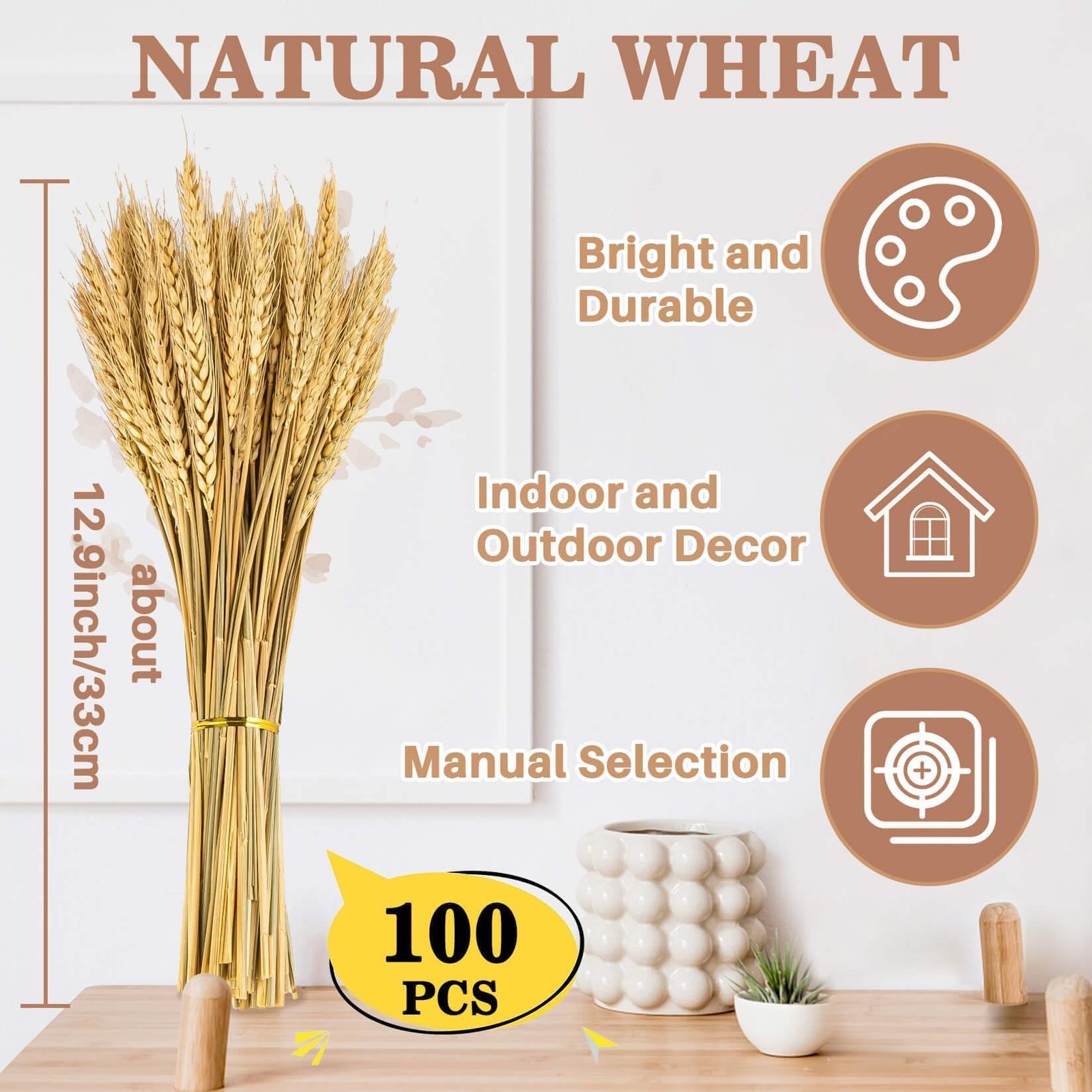 100 Stems Dried Wheat Stalks for Decor – Sheaves Grass Natural Bunch Flowers …