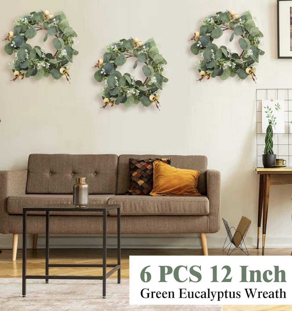 Faux Eucalyptus Wreath Base 12 Inch Greenery Candle Ring DIY Craft Supply