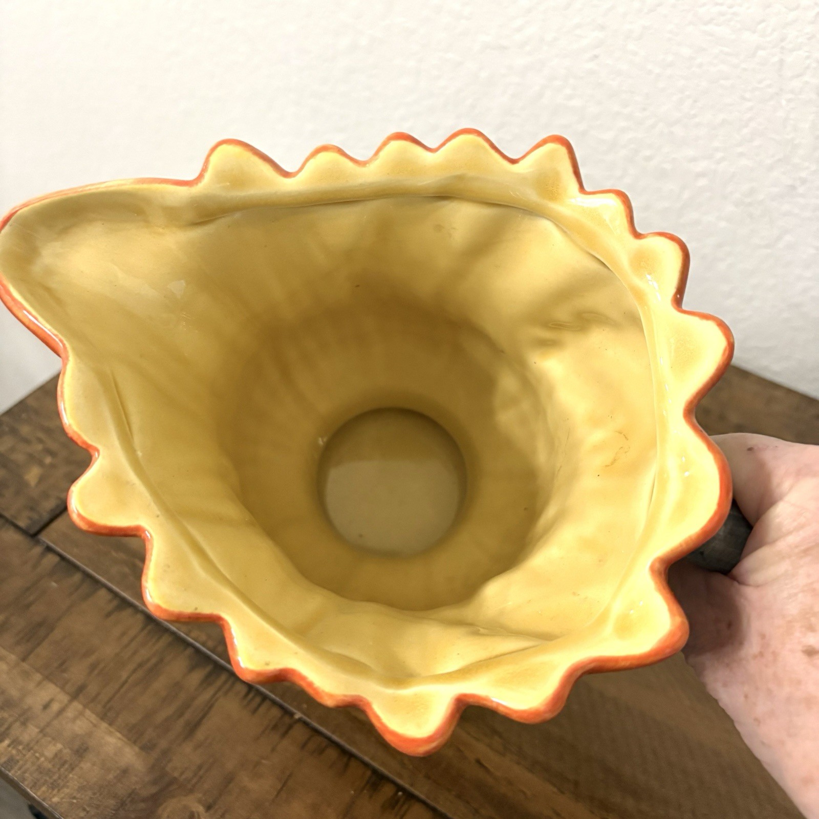 Flower Vegetable Majorca Orange Green Leaf Centerpiece Pitcher Vase Decor