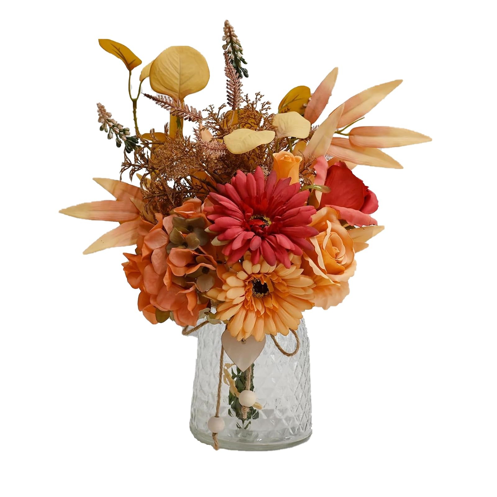 Autumn Artificial Flower Bouquet Vase Fall Silk Arrangement Faux Centerpiece