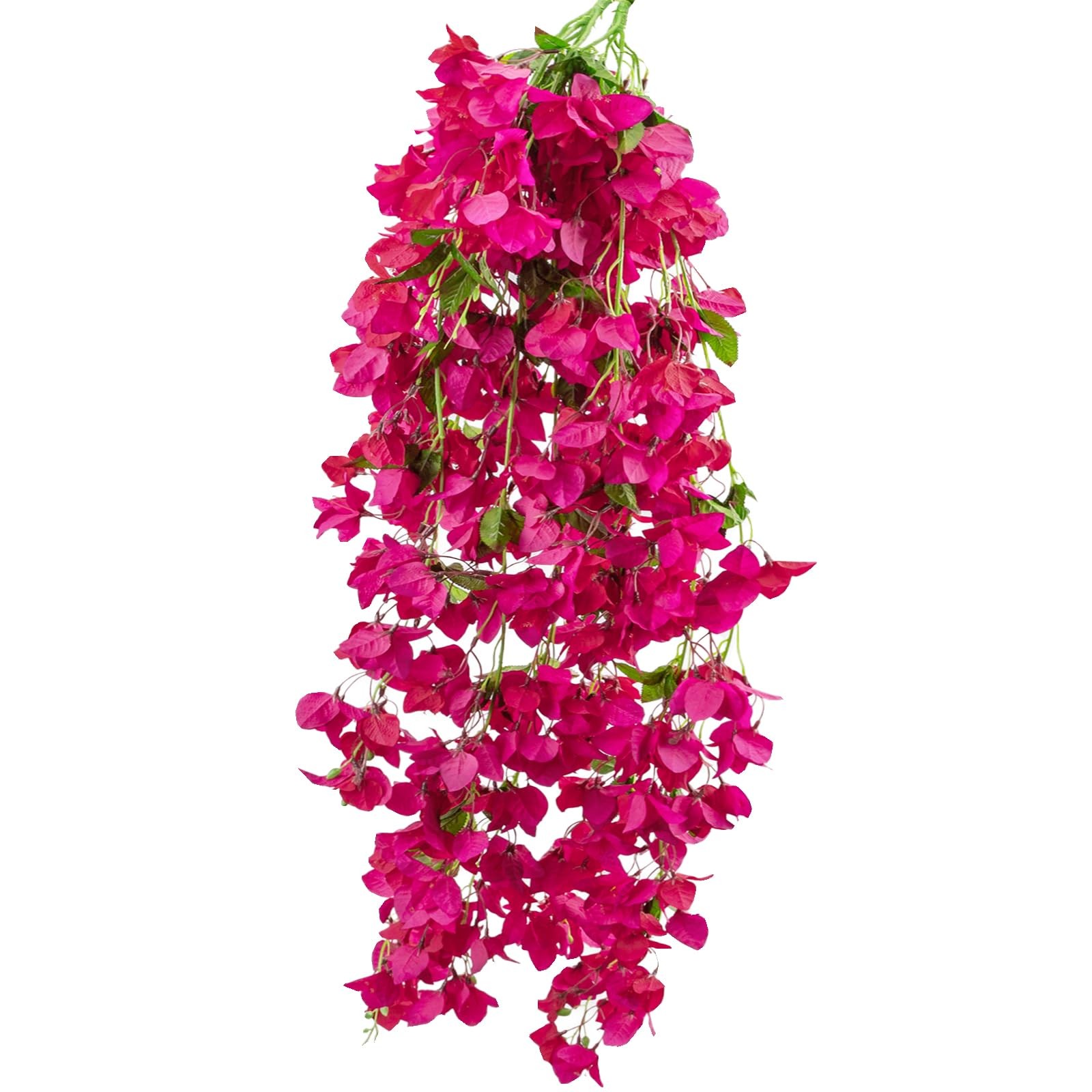 2 PCS 50 Inch Silk Bougainvillea Artificial Flowers, Faux Triangle Plum Flowe…