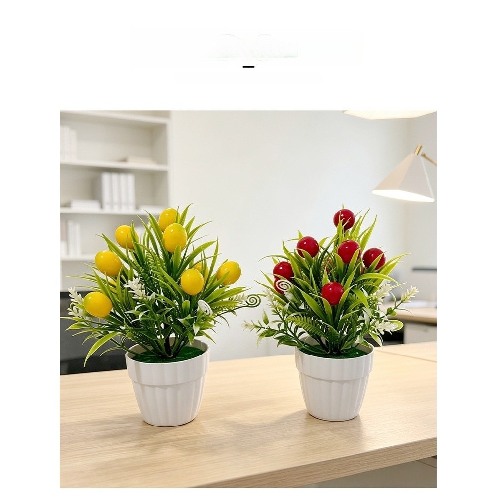 Artificial Potted Fruit Tree 20cm Tall for Tabletop Living Room Bedroom Decor
