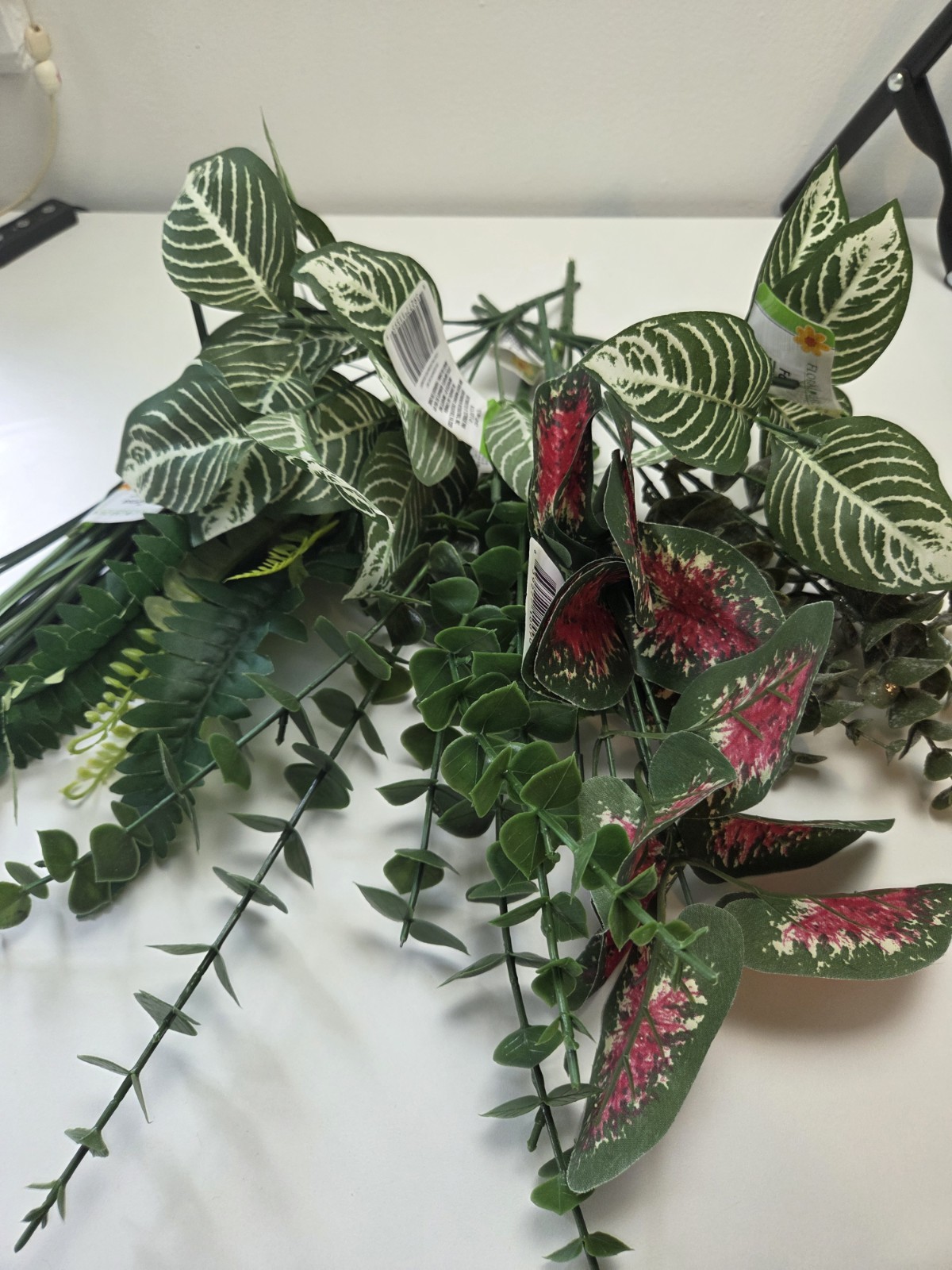 Artificial Floral Arrangement Lot / 45 pcs All Season Foliage and Flowers